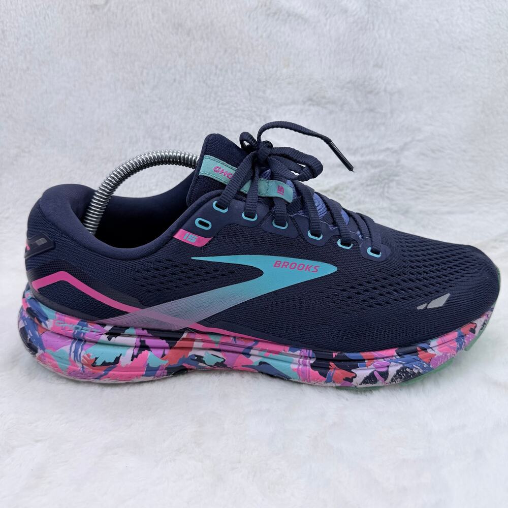 Brooks Ghost 15 Women's Eclipse Baja Blue Pink Running Shoes Size 11 Wide